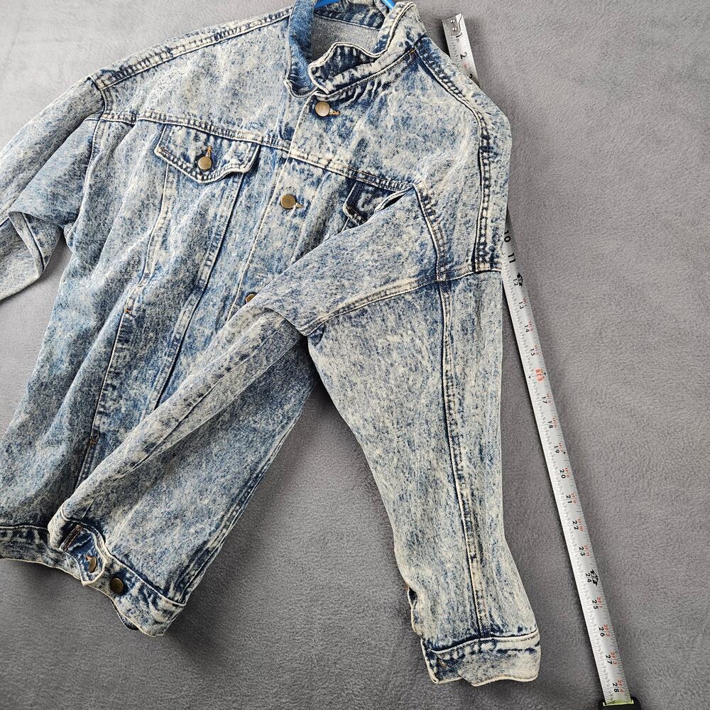 Vintage 80s Acid Wash Denim Blue Jacket Grunge Retro The Clothing Academy Sz S - Picture 4 of 8